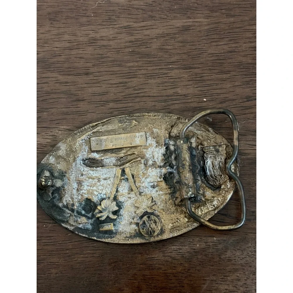 Vintage‎ 1984 Arroyo Grande Buckle Co Hawaii Islands Map Brass Belt Buckle Green